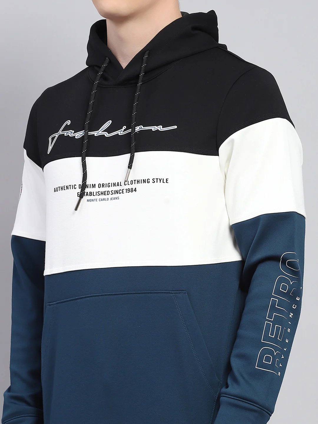 Men Black Printed Hooded Full Sleeve Sweatshirt - Image 6