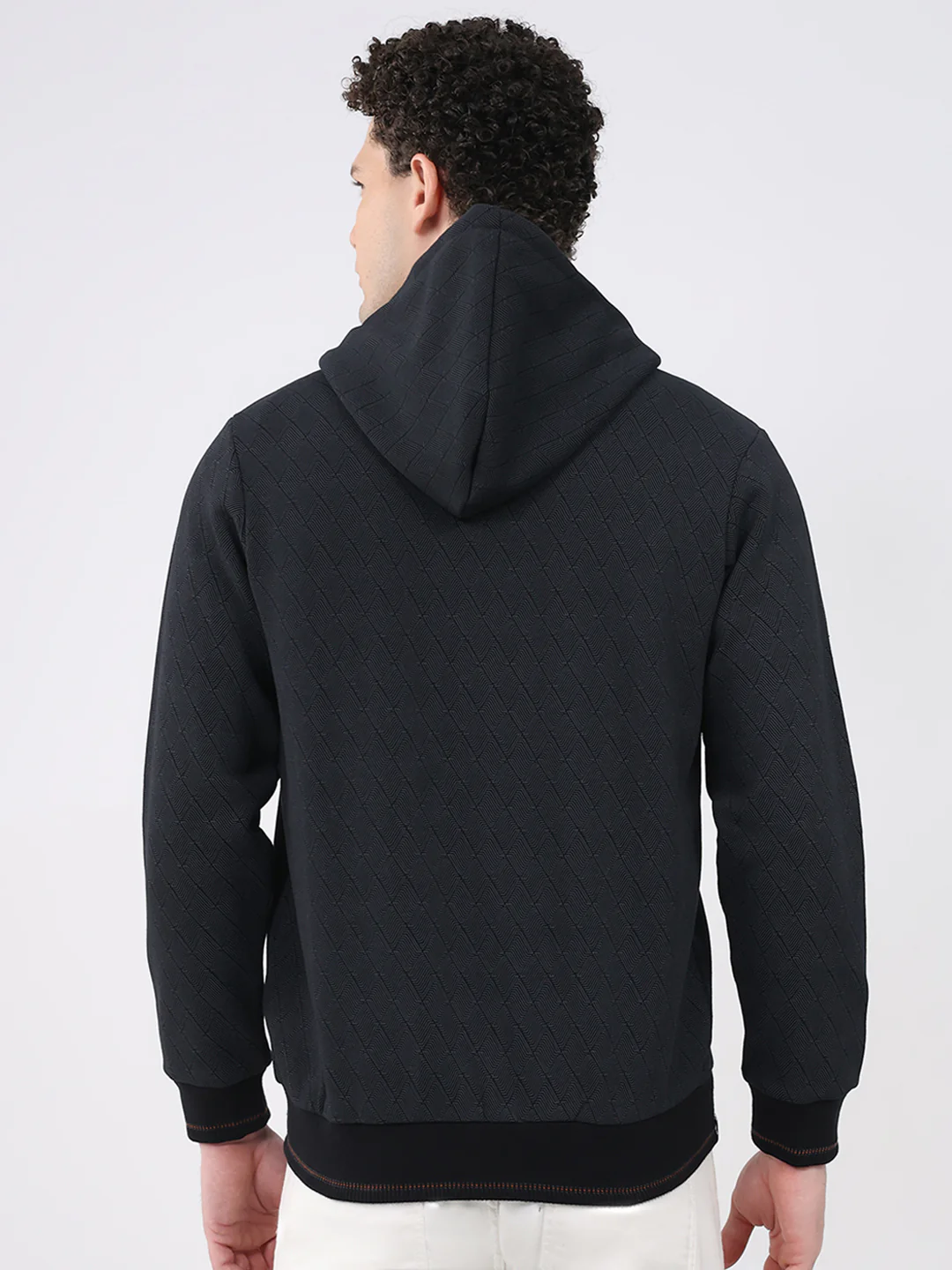 Men Black Printed Hooded Full Sleeve Sweatshirt - Image 5
