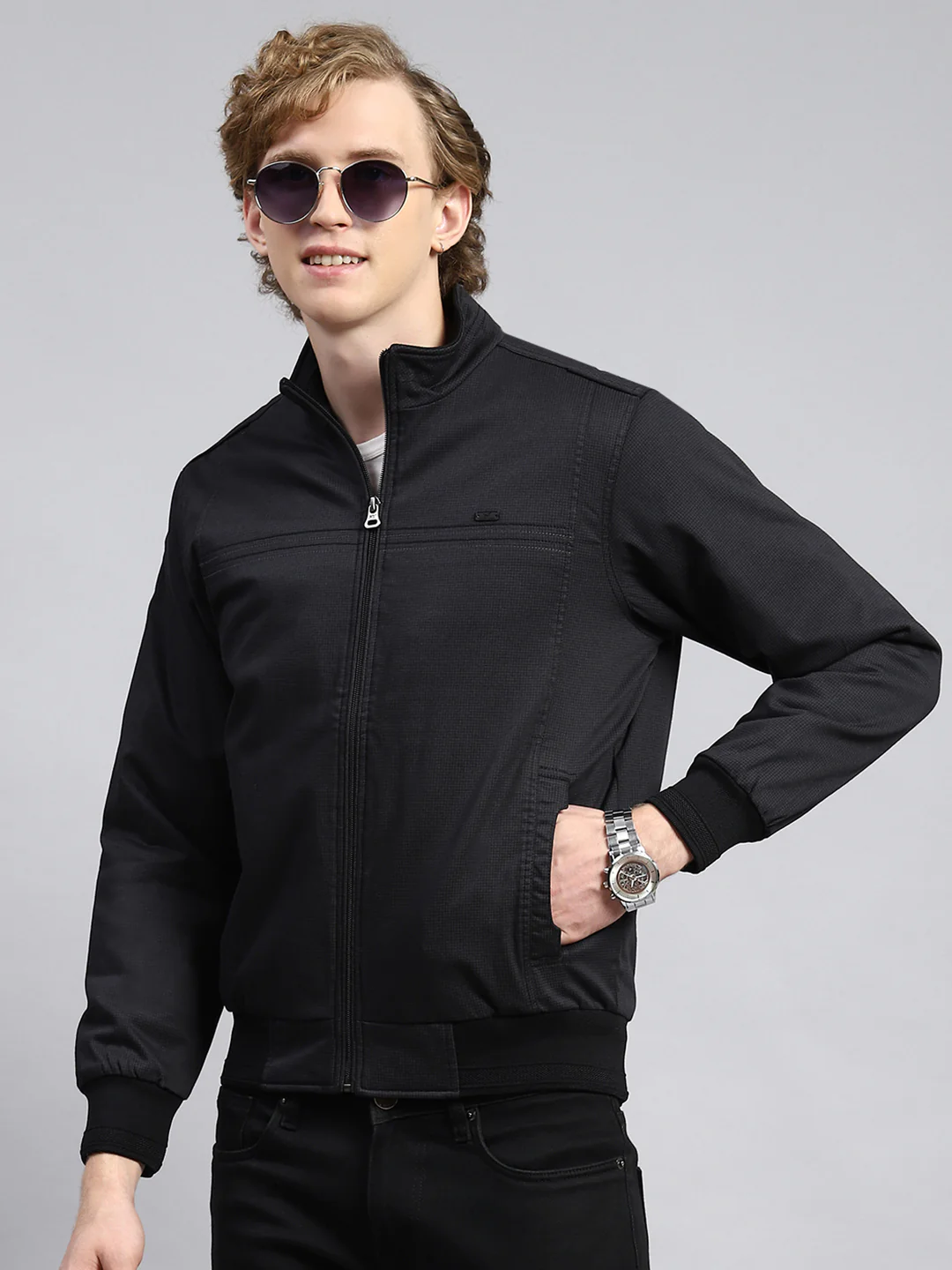 Men Black Printed Jacket - Image 4