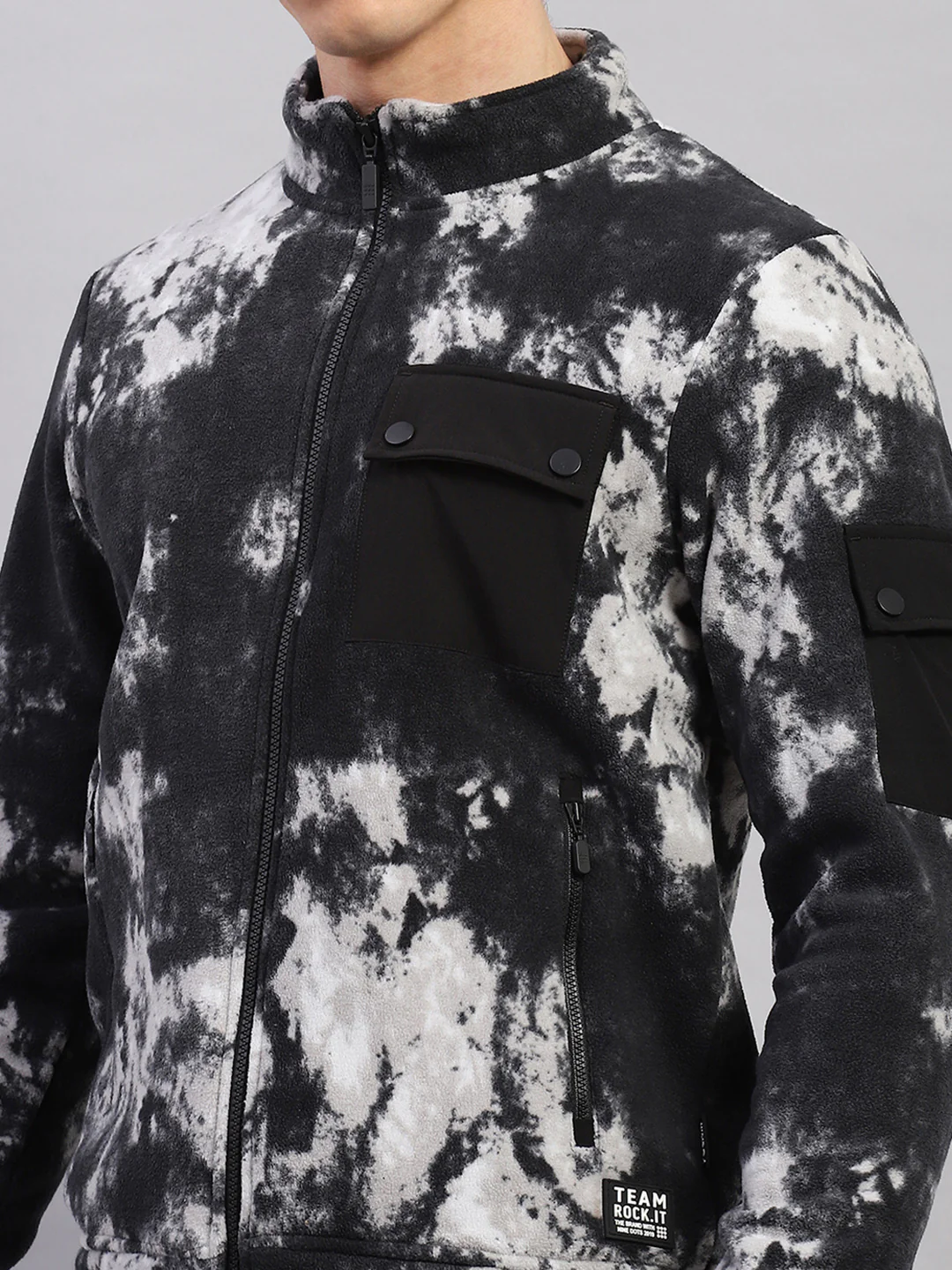 Rock.it Men Black Printed Mock Neck Full Sleeve Sweatshirt - Image 7