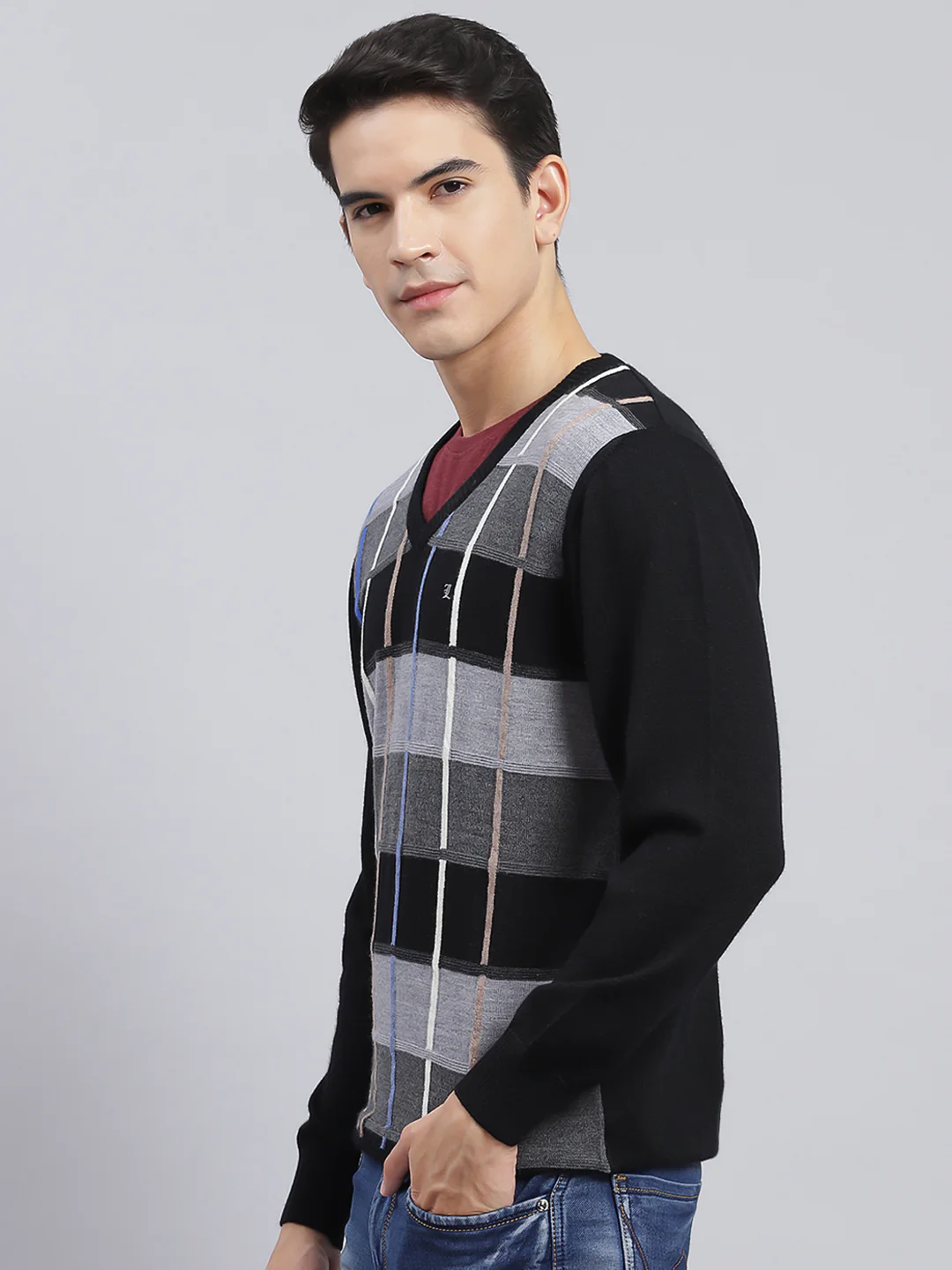 Men Black Printed Pure wool Pullover - Image 4