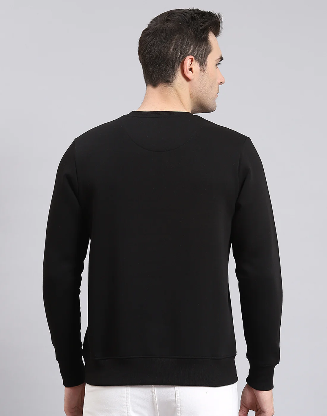 Men Black Printed Round Neck Full Sleeve Sweatshirt - Image 6