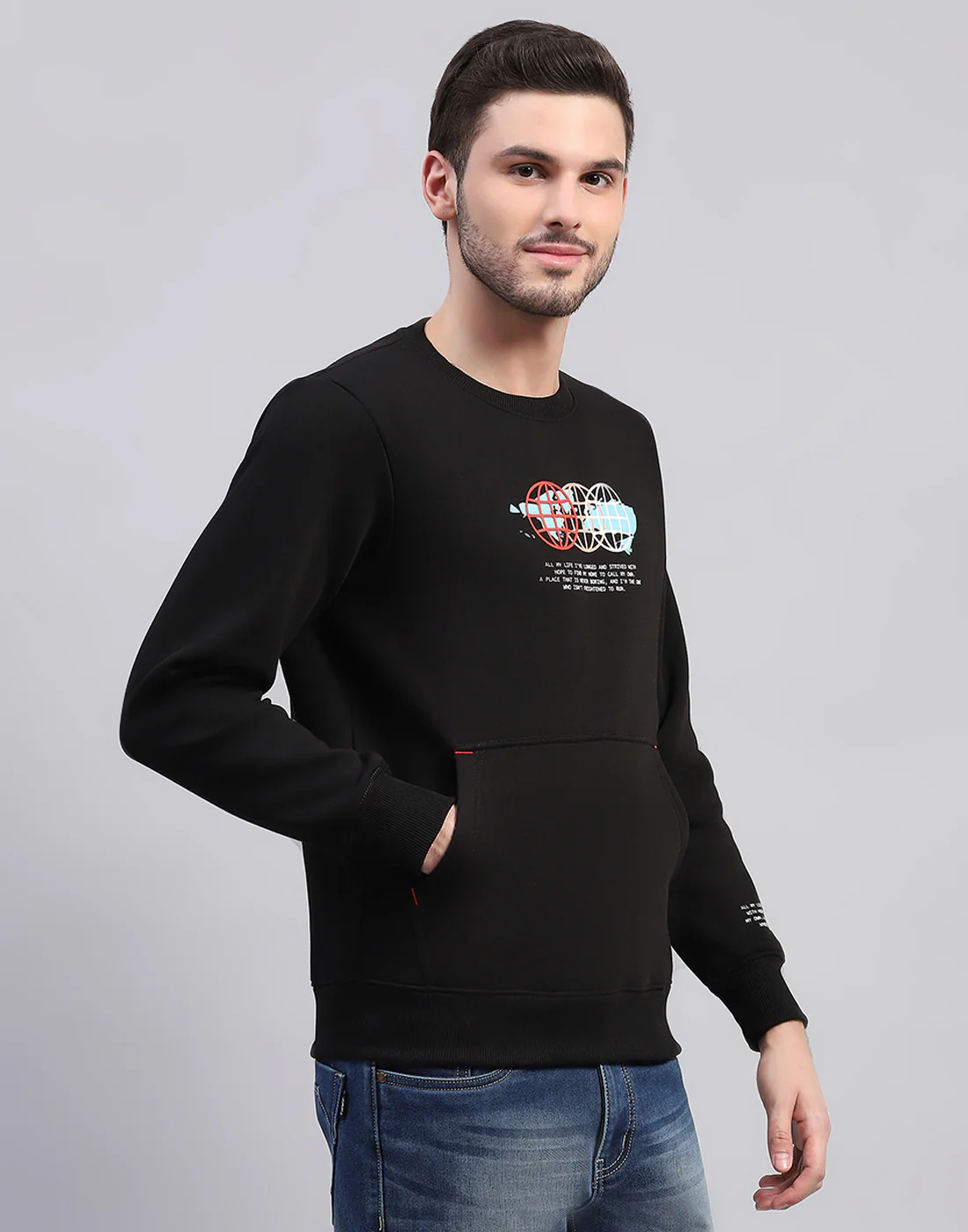 Rock.it Men Black Printed Round Neck Full Sleeve Sweatshirt - Image 4