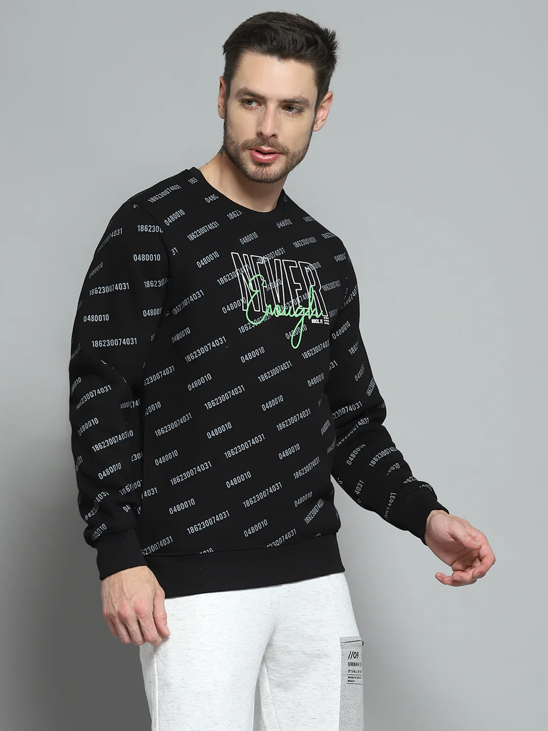 Rock.it Men Black Printed Round Neck Full Sleeve Sweatshirt - Image 4