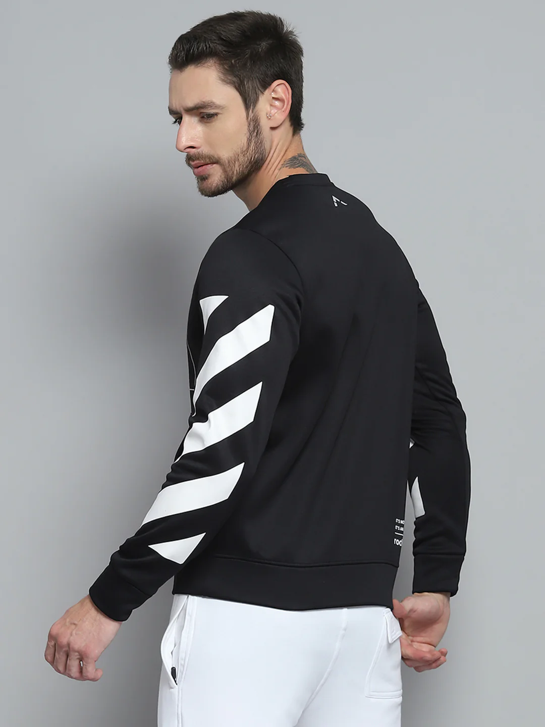 Rock.it Men Black Printed Round Neck Full Sleeve Sweatshirt - Image 5