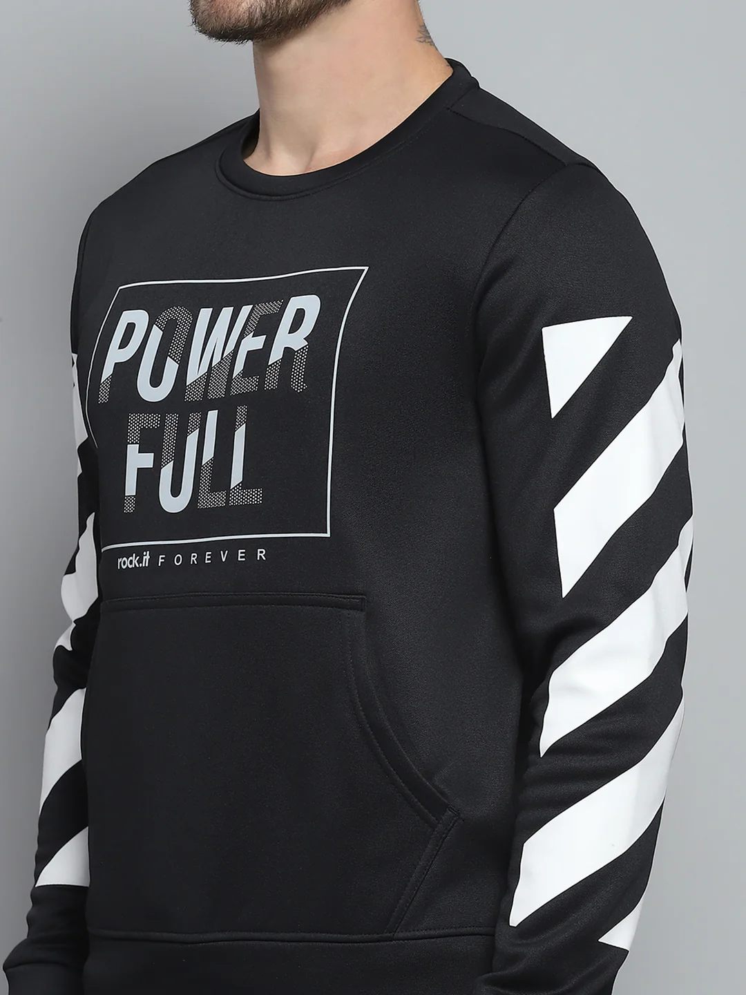 Rock.it Men Black Printed Round Neck Full Sleeve Sweatshirt - Image 6