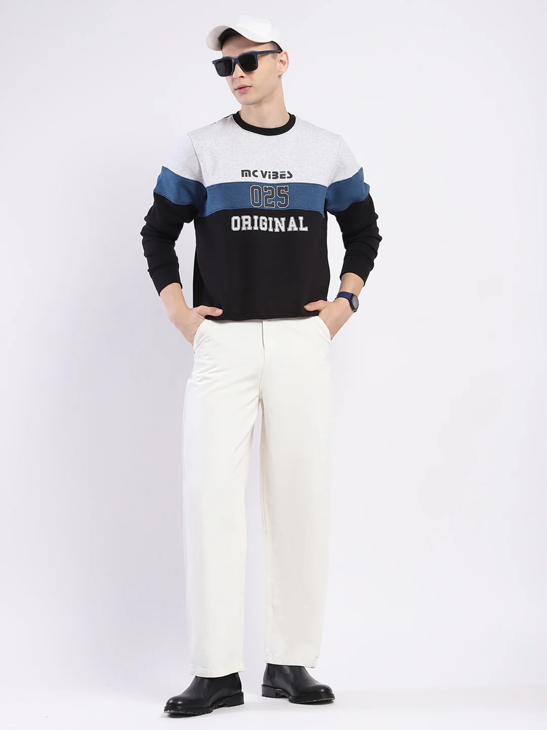 Men Black Printed Round Neck Full Sleeve Sweatshirt - Image 2