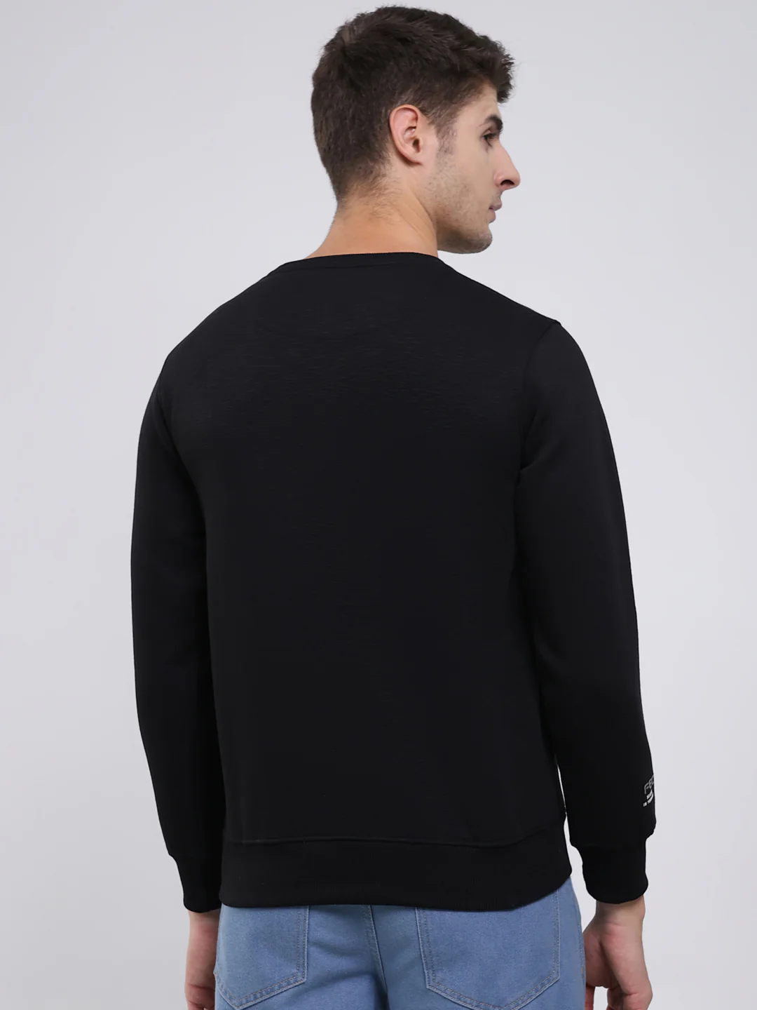 Men Black Printed Round Neck Full Sleeve Sweatshirt - Image 5