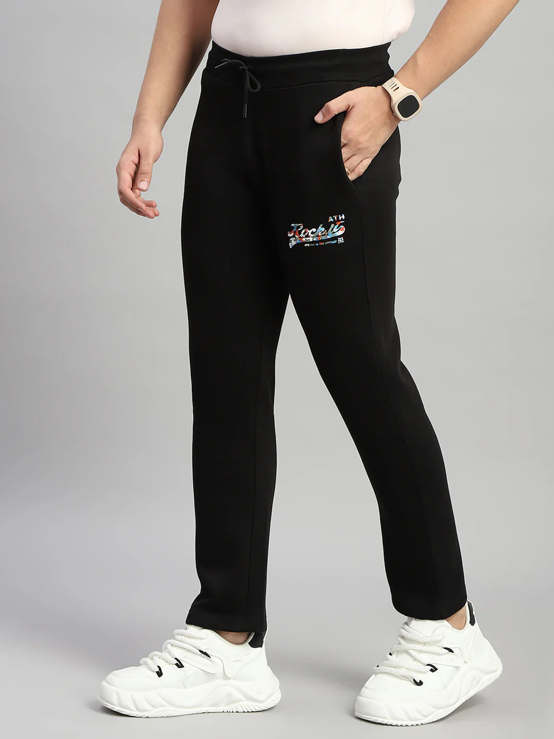 Rock.it Men Black Printed Round Neck Full Sleeve Winter Tracksuit - Image 8