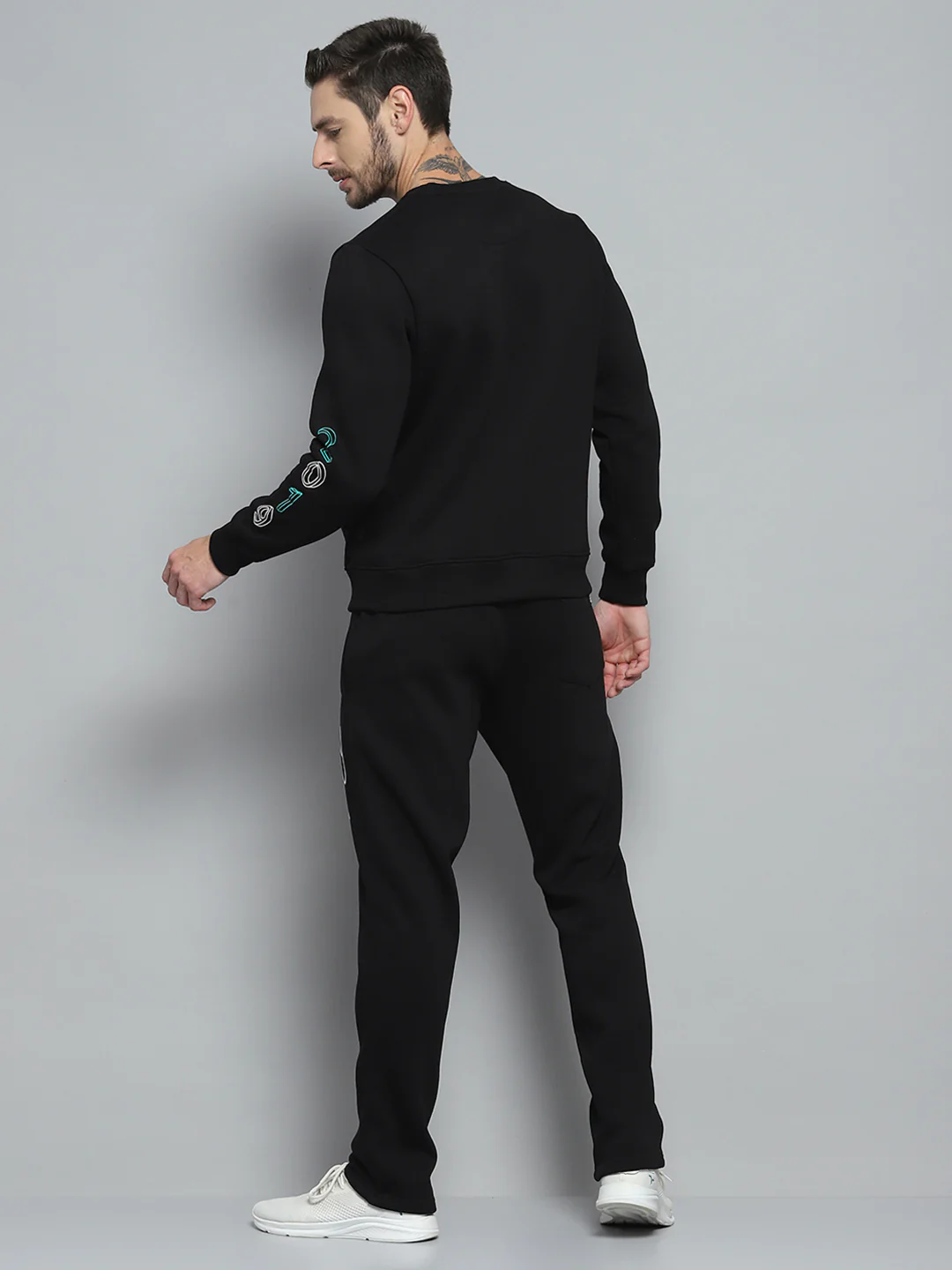 Rock.it Men Black Printed Round Neck Full Sleeve Winter Tracksuit - Image 5