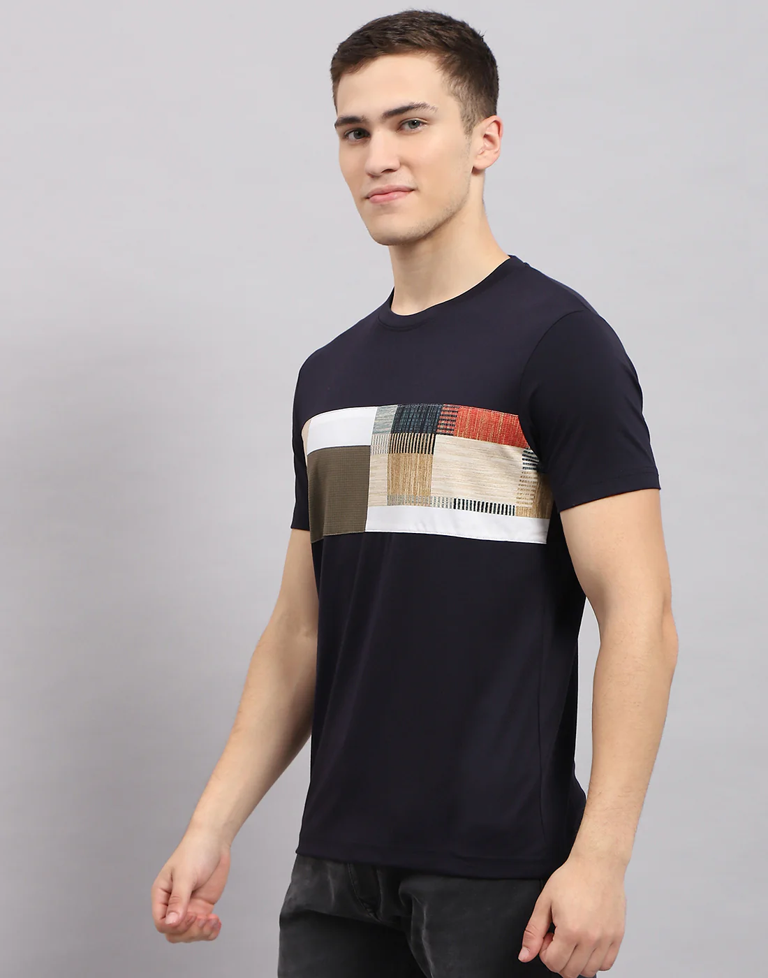 Men Black Printed Round Neck Half Sleeve T-Shirt - Image 3