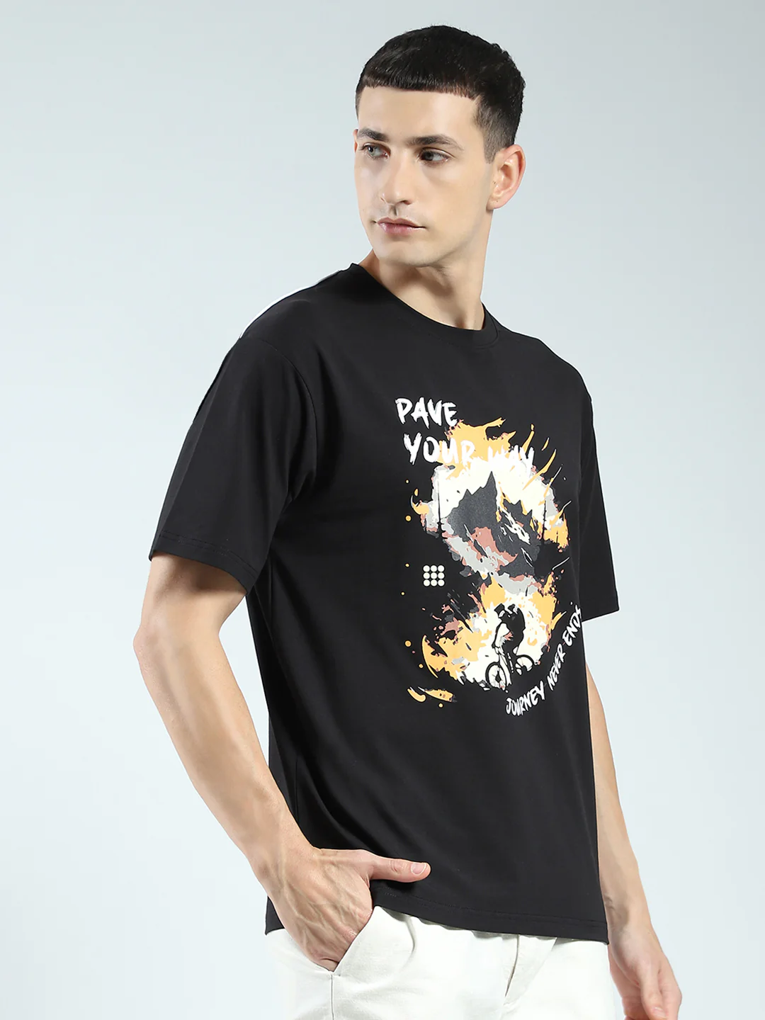 Rock.it Men Black Printed Round Neck Half Sleeve T-Shirt - Image 4