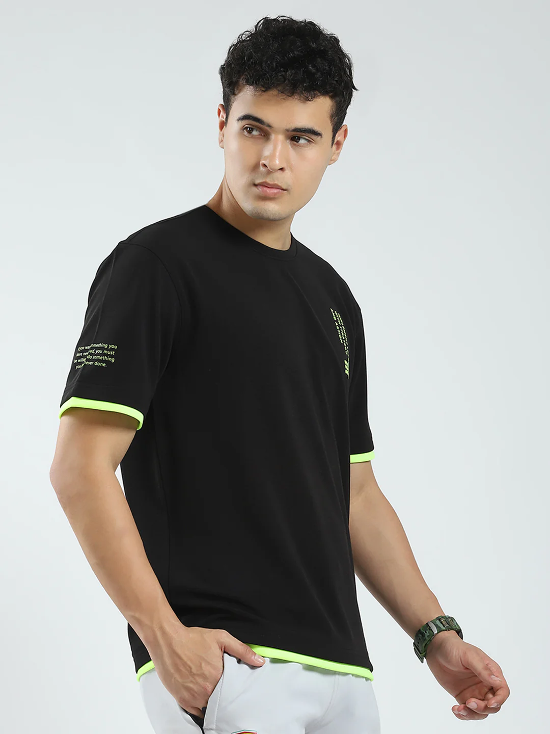 Rock.it Men Black Printed Round Neck Half Sleeve T-Shirt - Image 4