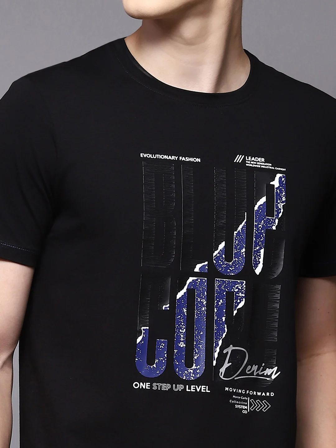 Men Black Printed Round Neck Half Sleeve T-Shirts - Image 6
