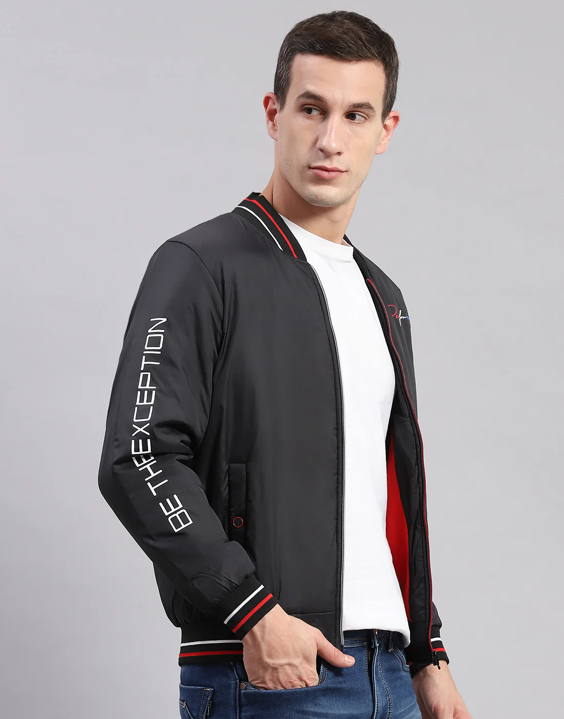 Men Black Printed Spread Collar Full Sleeve Jackets - Image 4