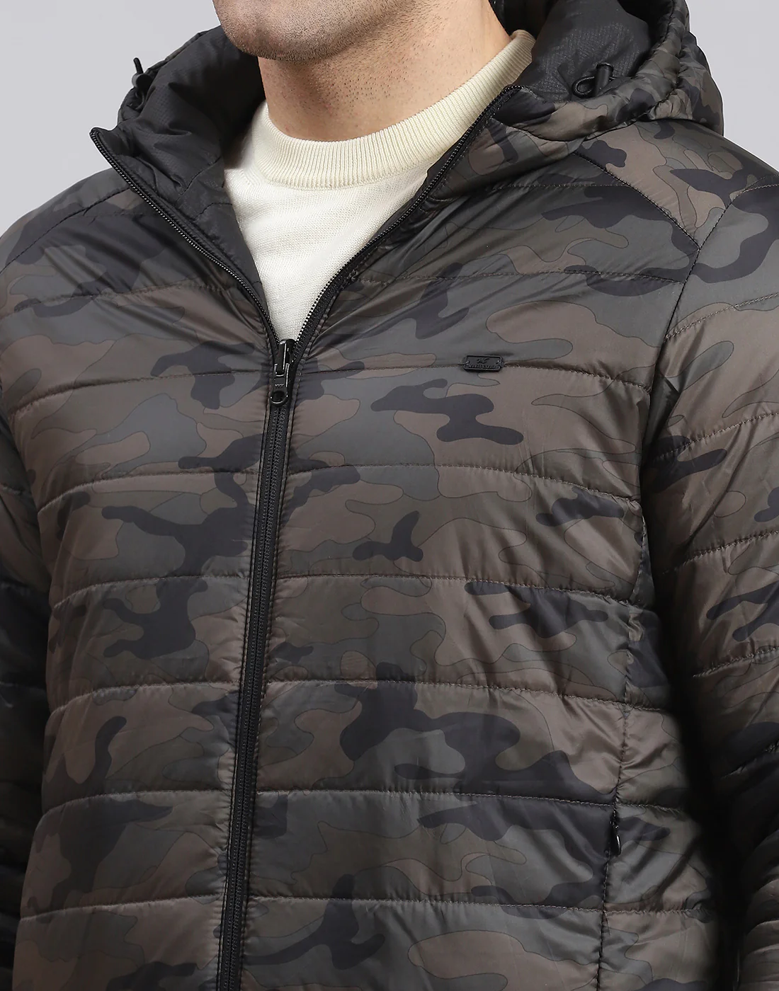 Men Black Printed Stand Collar Full Sleeve Jacket - Image 10