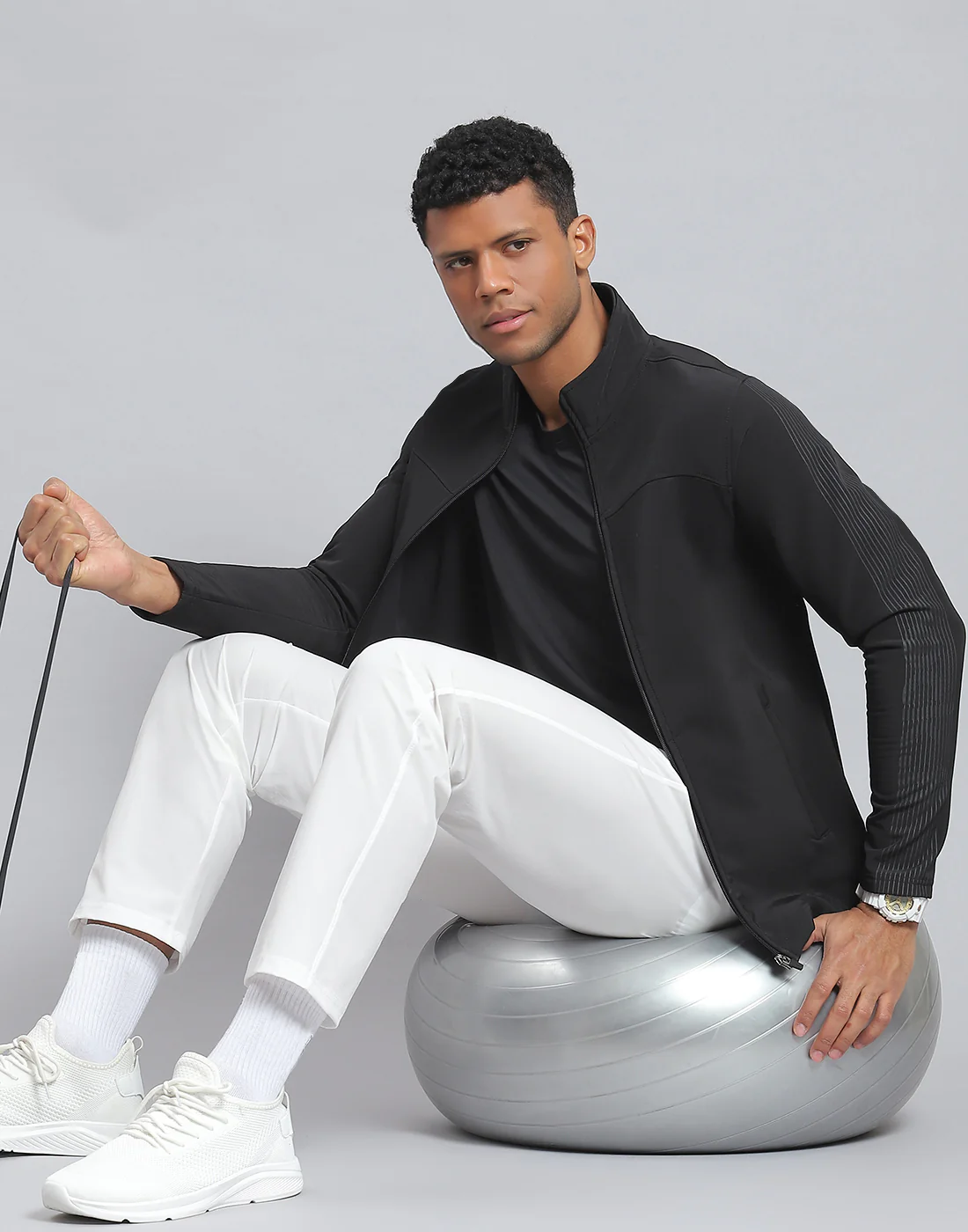 Rock.it Men Black Printed Stand Collar Full Sleeve Sweatshirt - Image 6