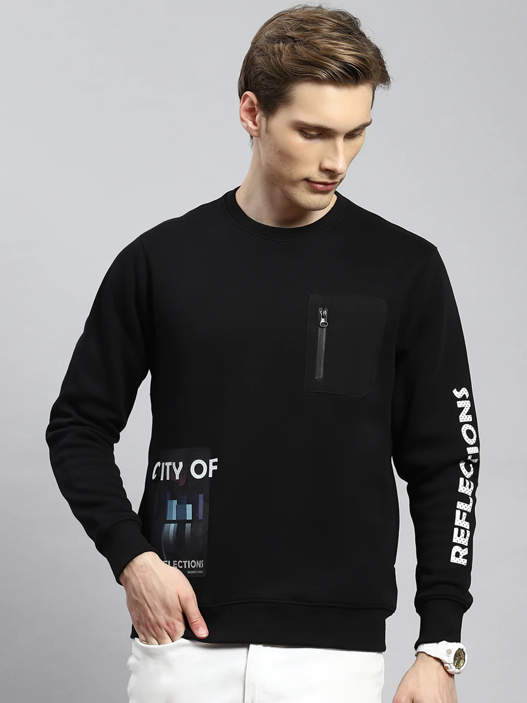 Men Black Printed Sweatshirt - Image 2