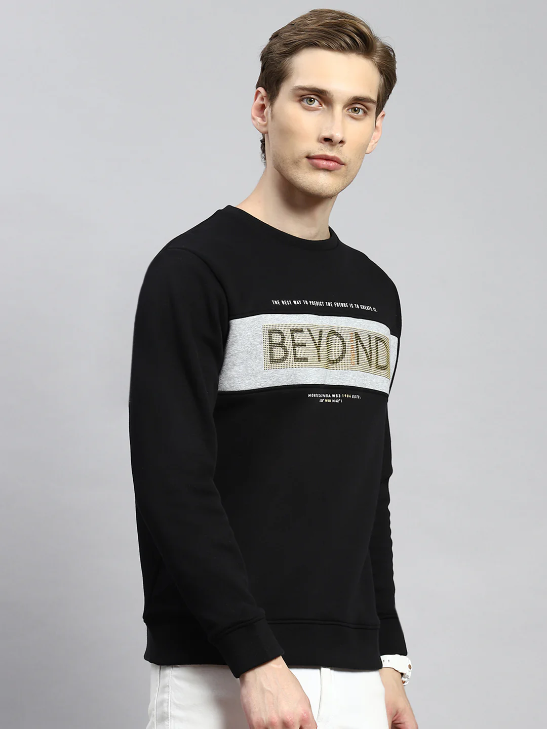 Men Black Printed Sweatshirt - Image 3