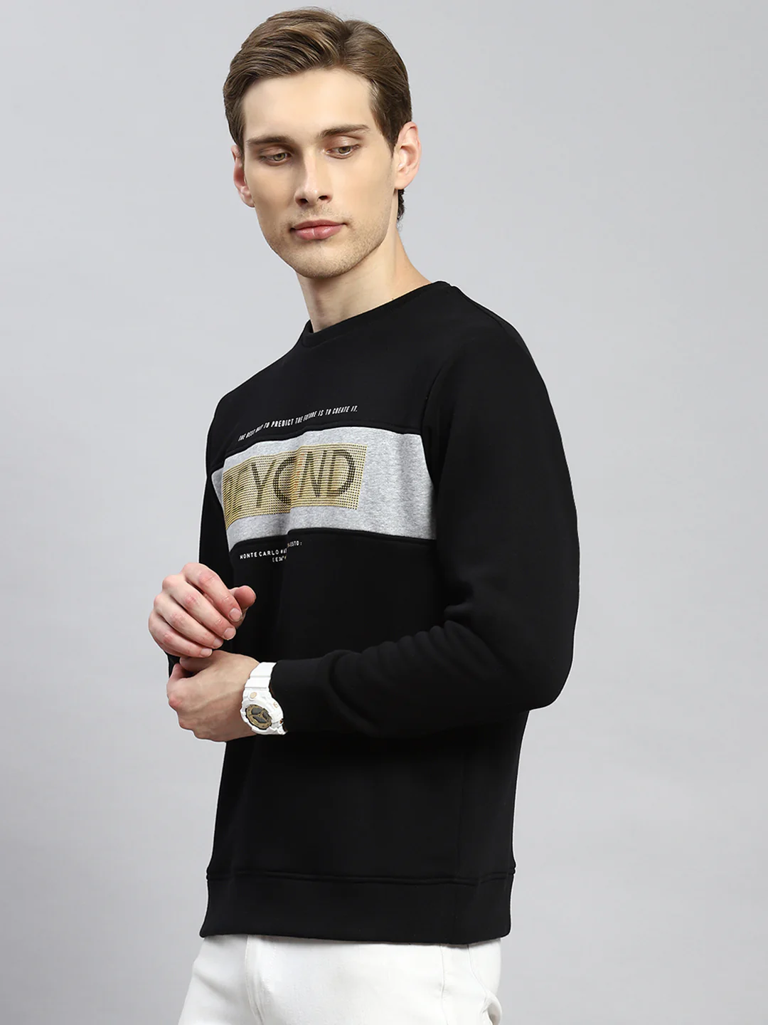 Men Black Printed Sweatshirt - Image 4