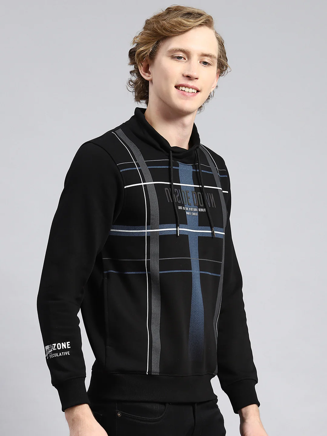 Men Black Printed Sweatshirt - Image 3