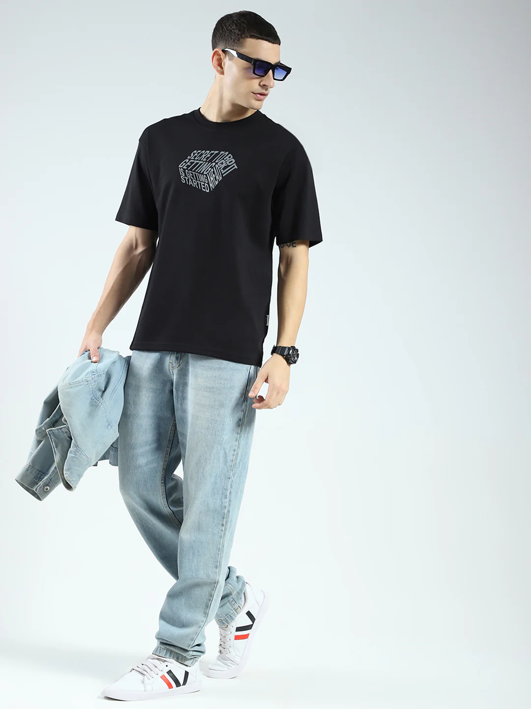 Rock.it Men Black Printed Round Neck Half Sleeve T-Shirt - Image 2