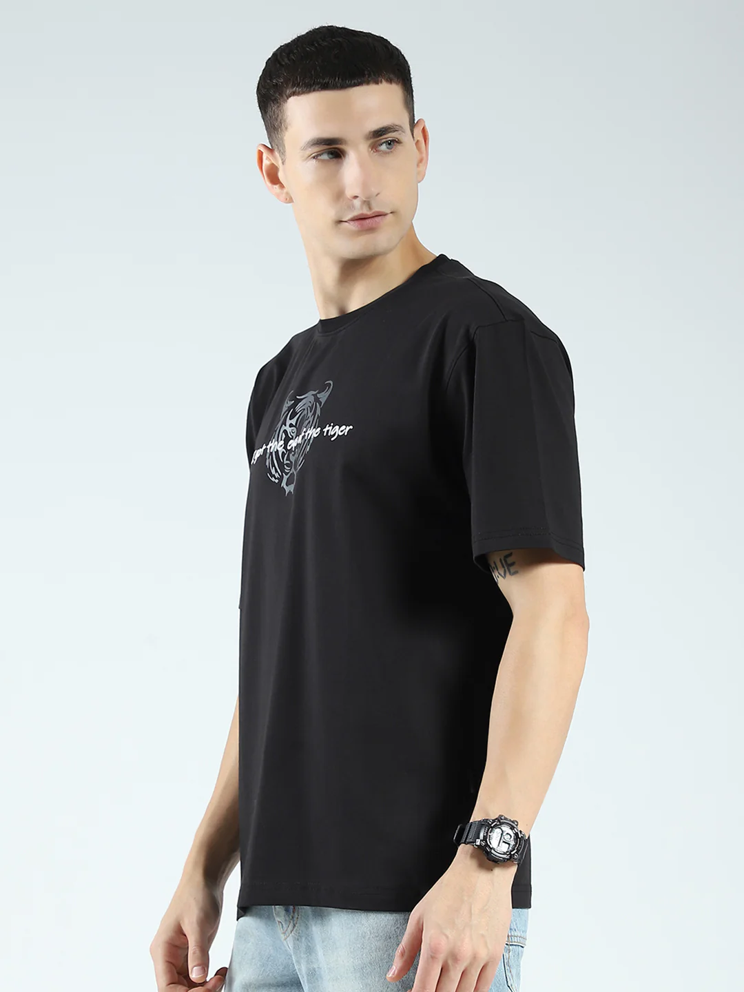 Rock.it Men Black Printed Round Neck Half Sleeve T-Shirt - Image 3