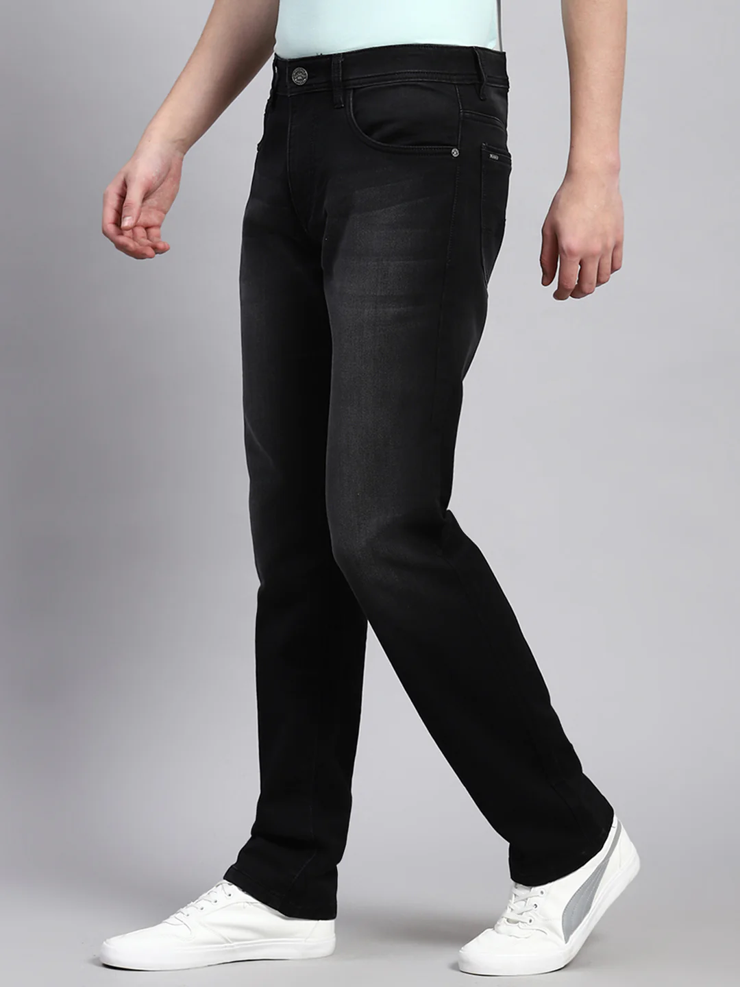 Men Black Regular Fit Denim - Image 4