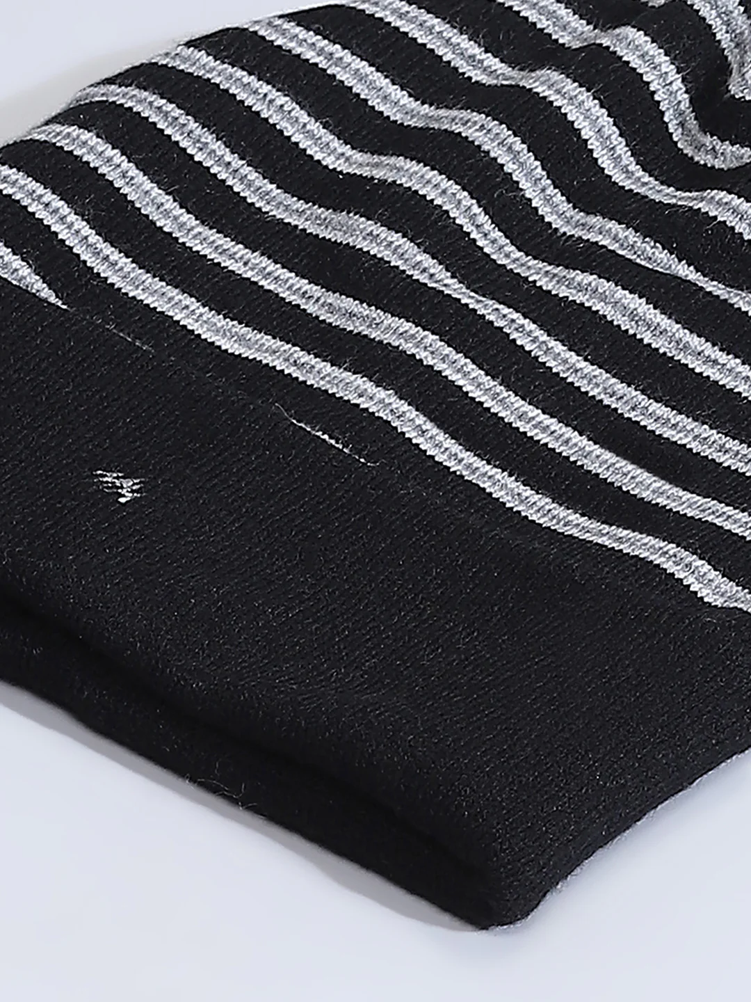 Men Black Self Design Cap - Image 7