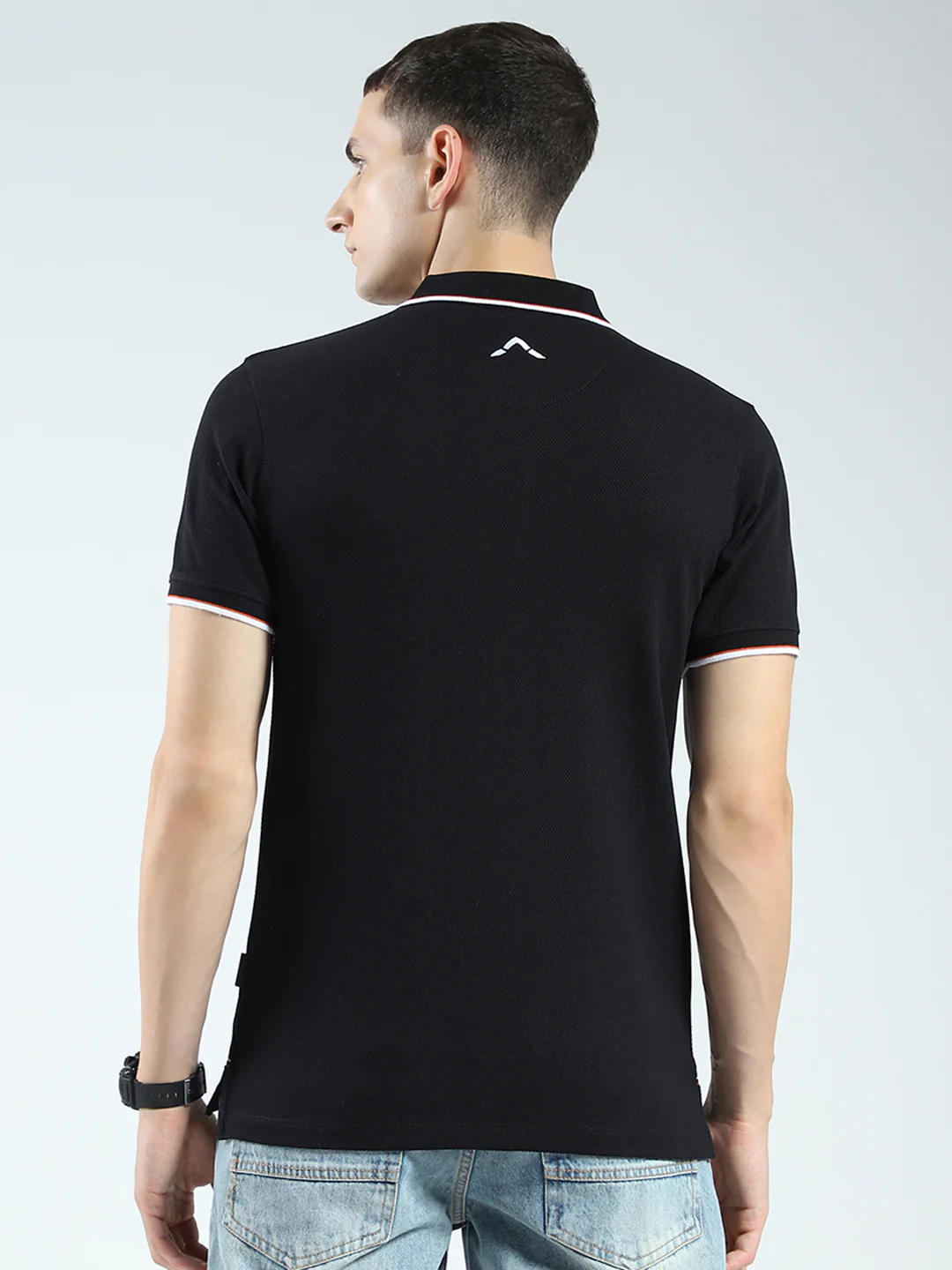 Rock.it Men Black Self Design Collar Half Sleeve T-Shirt - Image 5