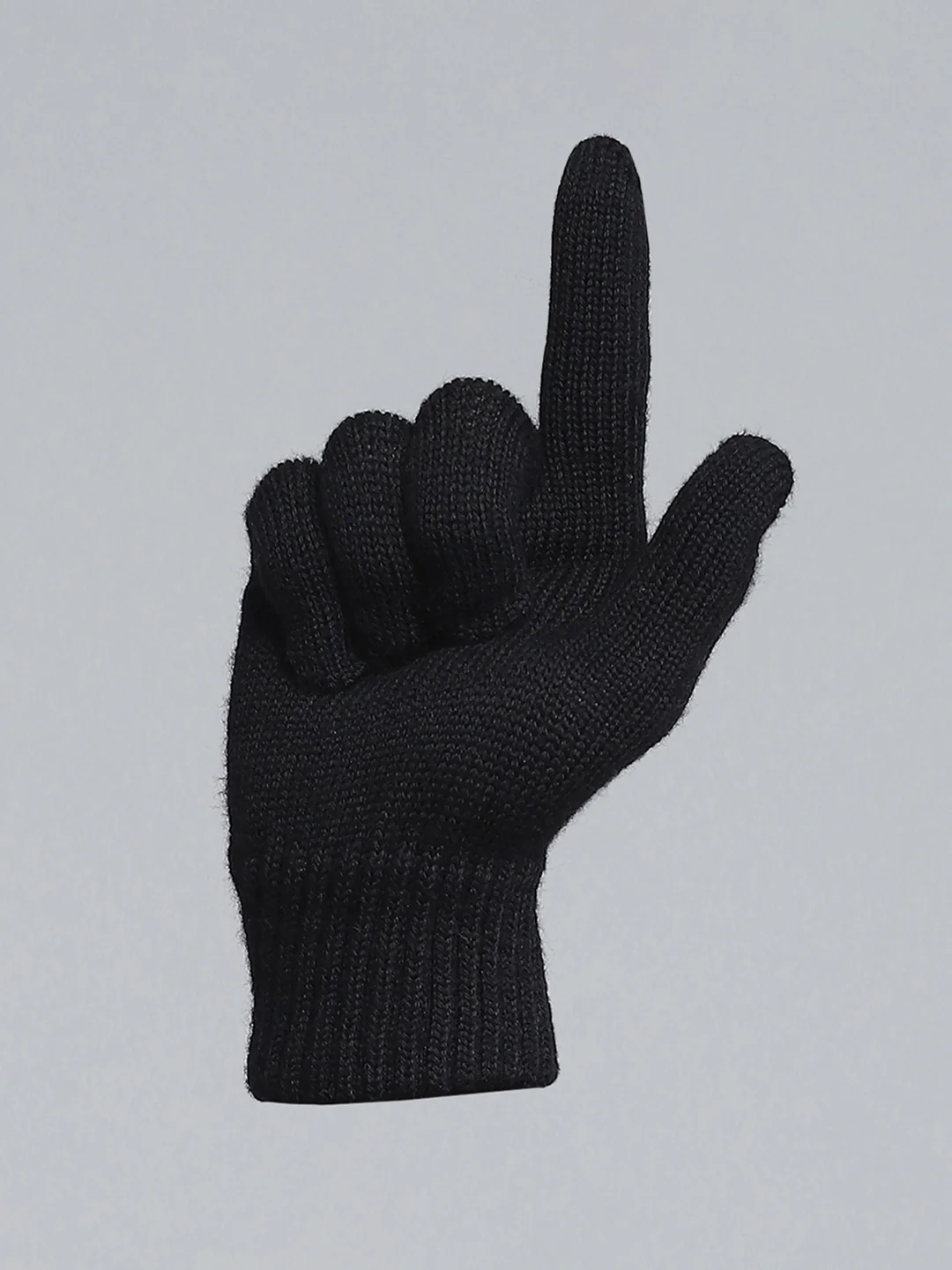 Men Black Self Design Gloves - Image 4