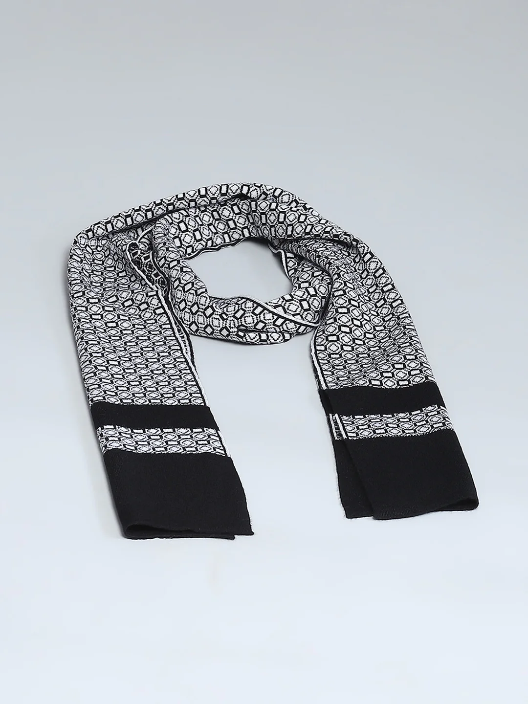 Men Black Self Design Muffler - Image 6