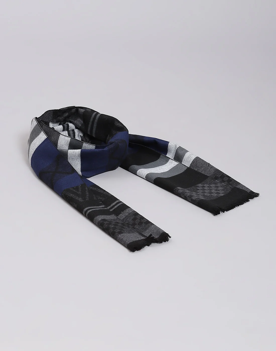 Men Black Self Design Muffler - Image 3