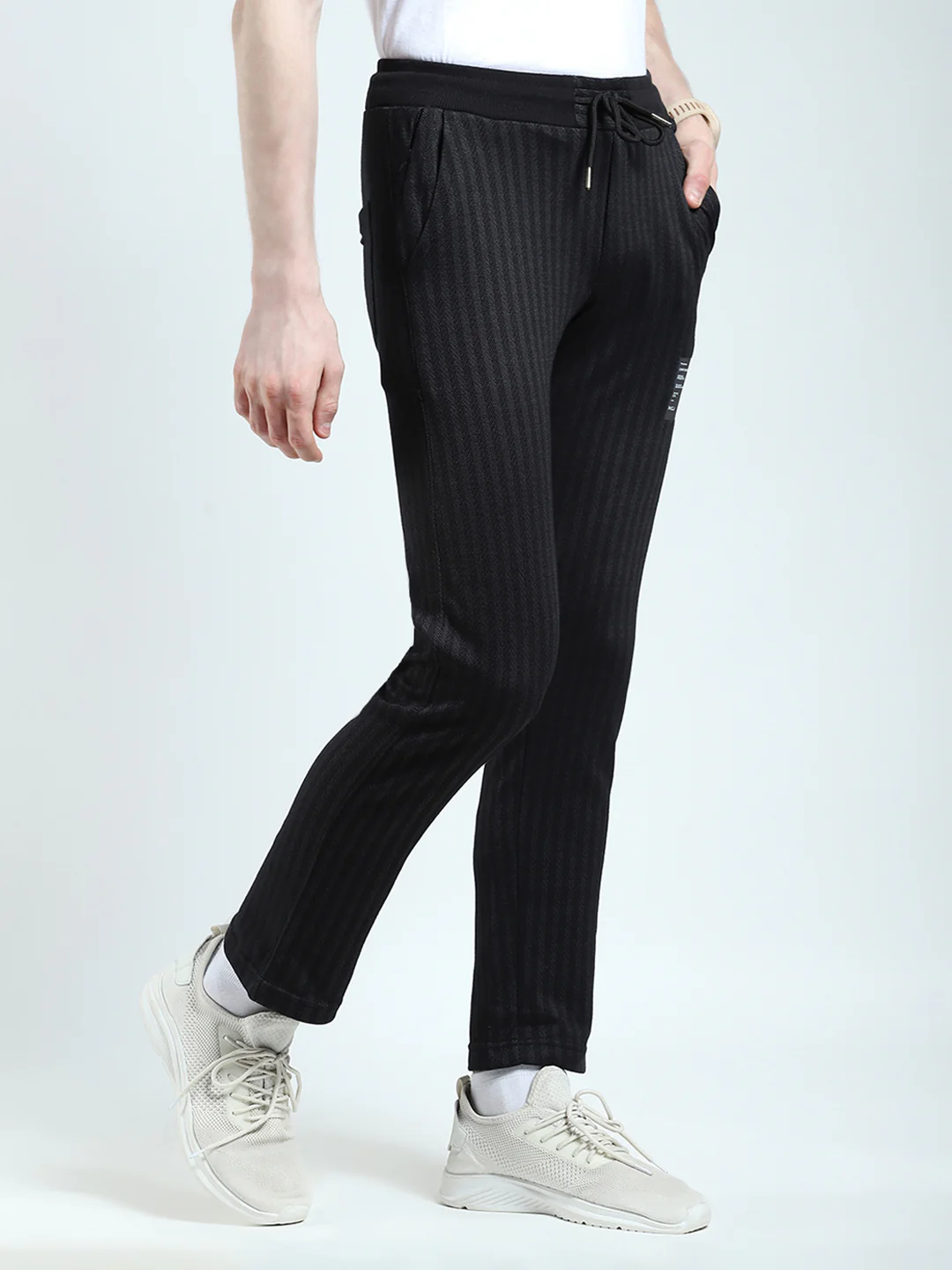 Men Black Self Design Regular Fit Winter Lower - Image 4