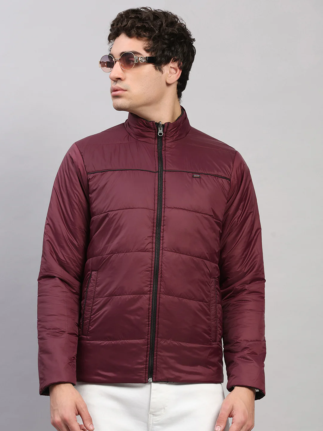 Men Black Self Design Round Neck Full Sleeve Jacket - Image 6