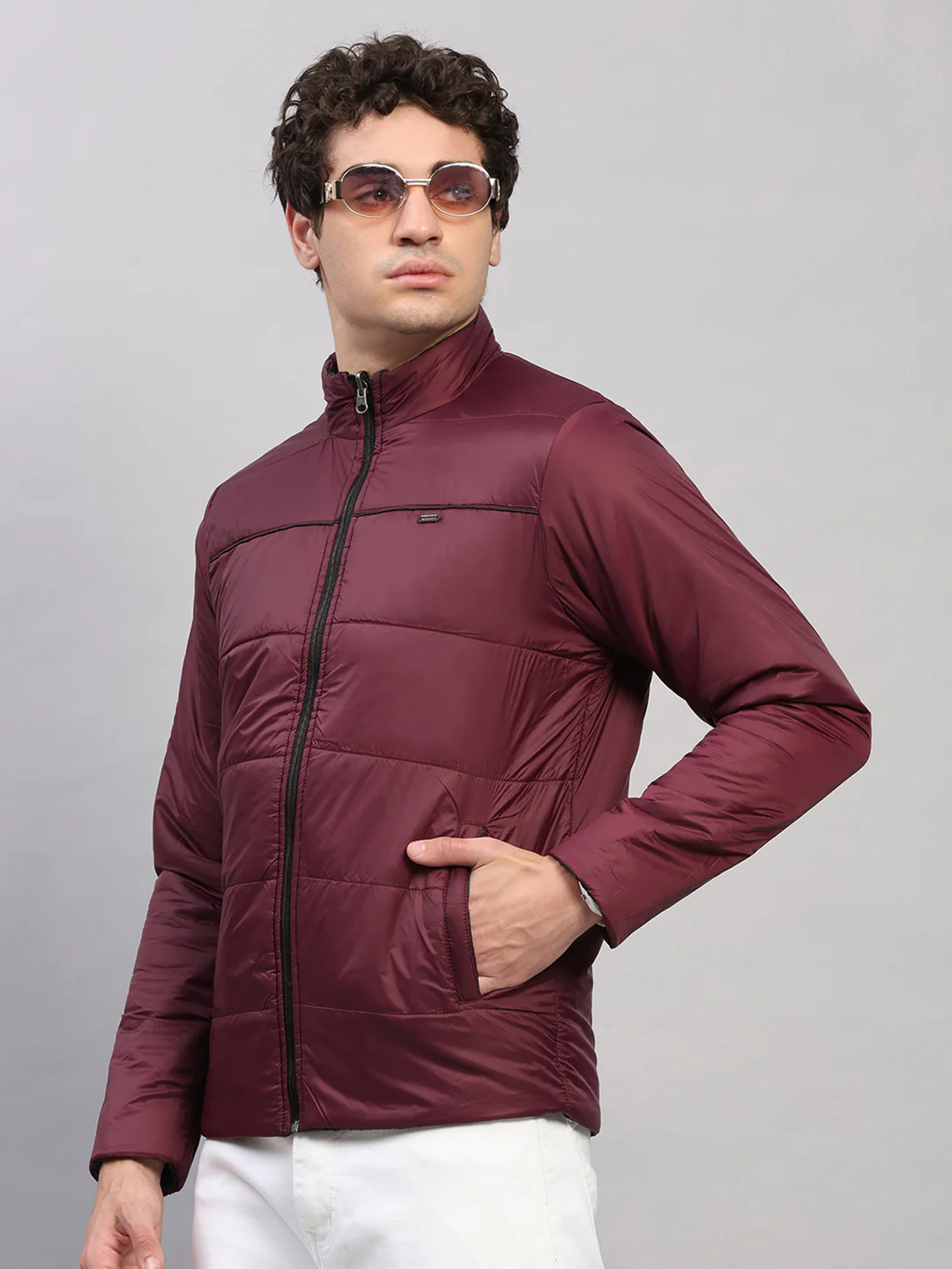 Men Black Self Design Round Neck Full Sleeve Jacket - Image 7