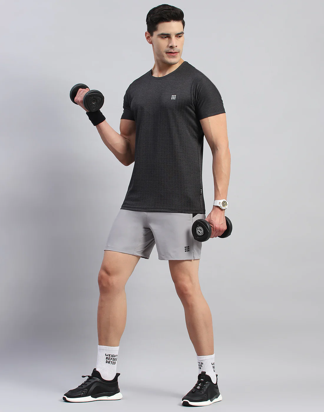 Rock.it Men Black Self Design Round Neck Half Sleeve T-Shirt - Image 2