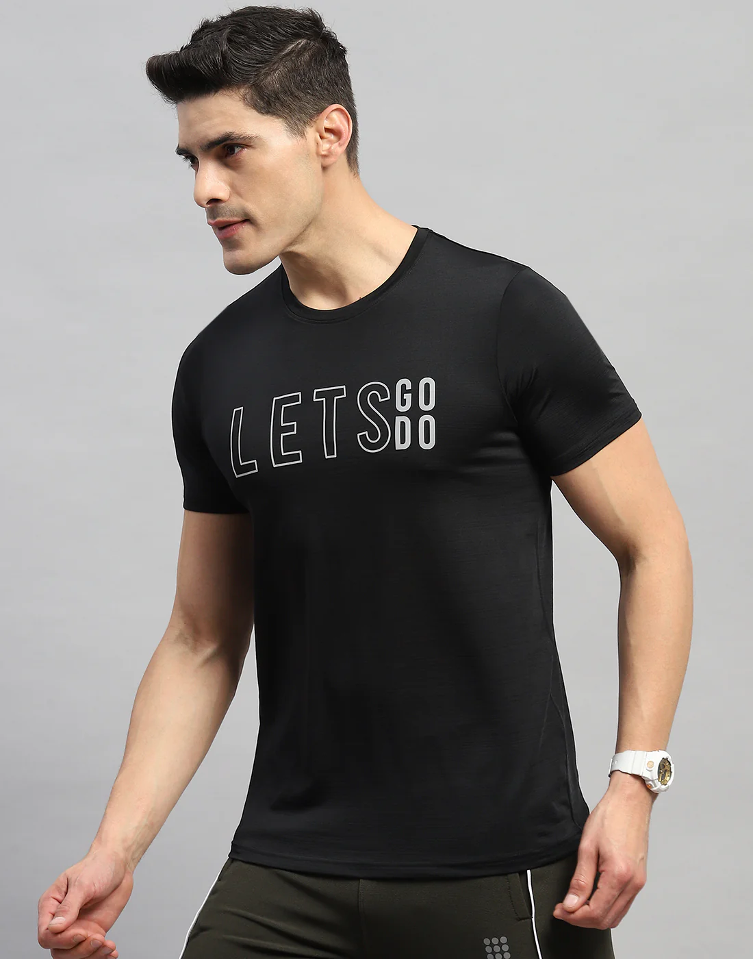 Rock.it Men Black Self Design Round Neck Half Sleeve T-Shirt - Image 3