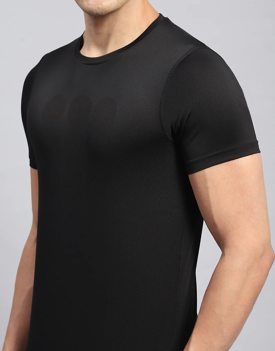 Rock.it Men Black Self Design Round Neck Half Sleeve T-Shirt - Image 6