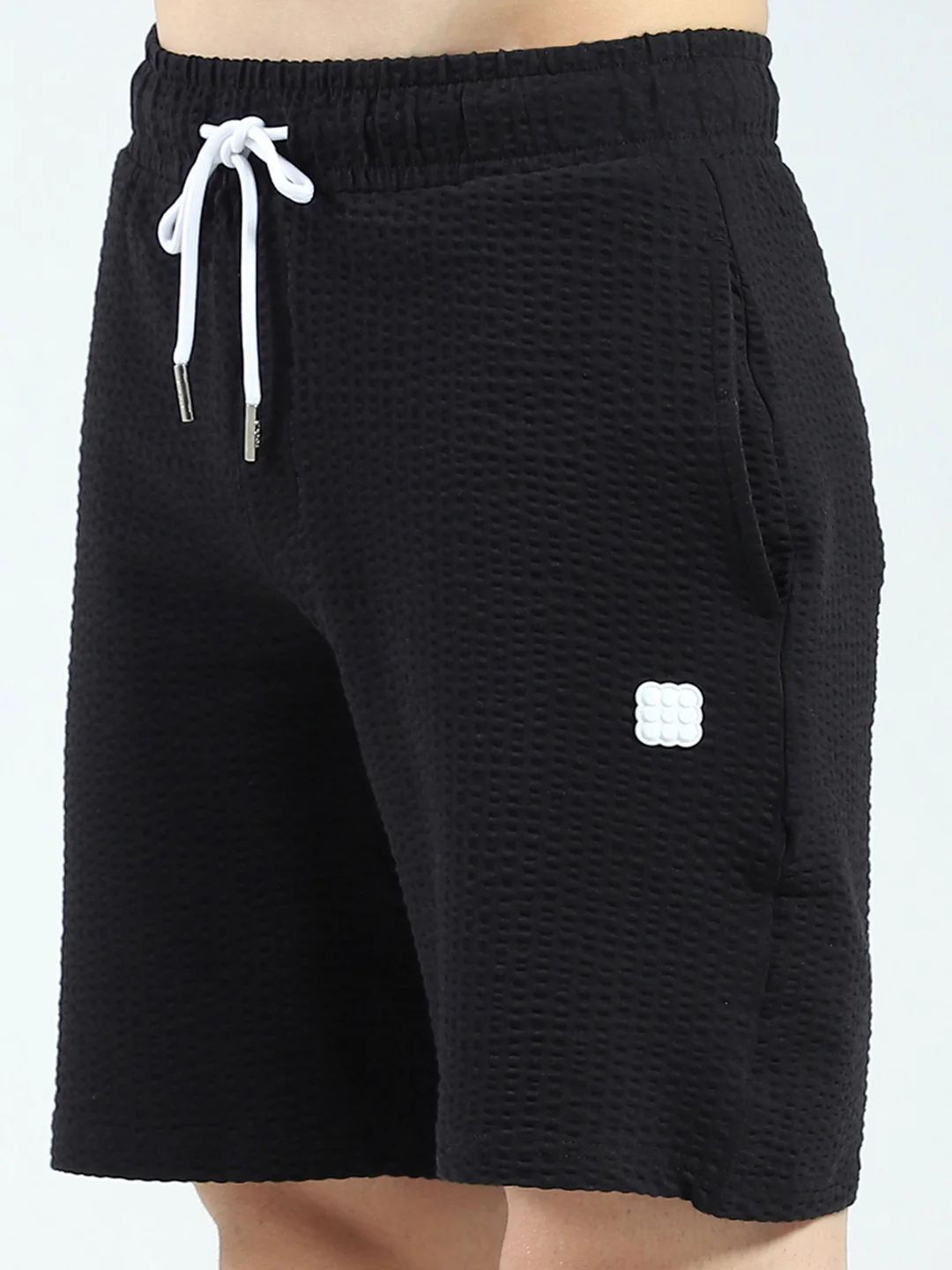 Rock.it Men Black Self Design Round Neck Half Sleeve Shorts Set - Image 9