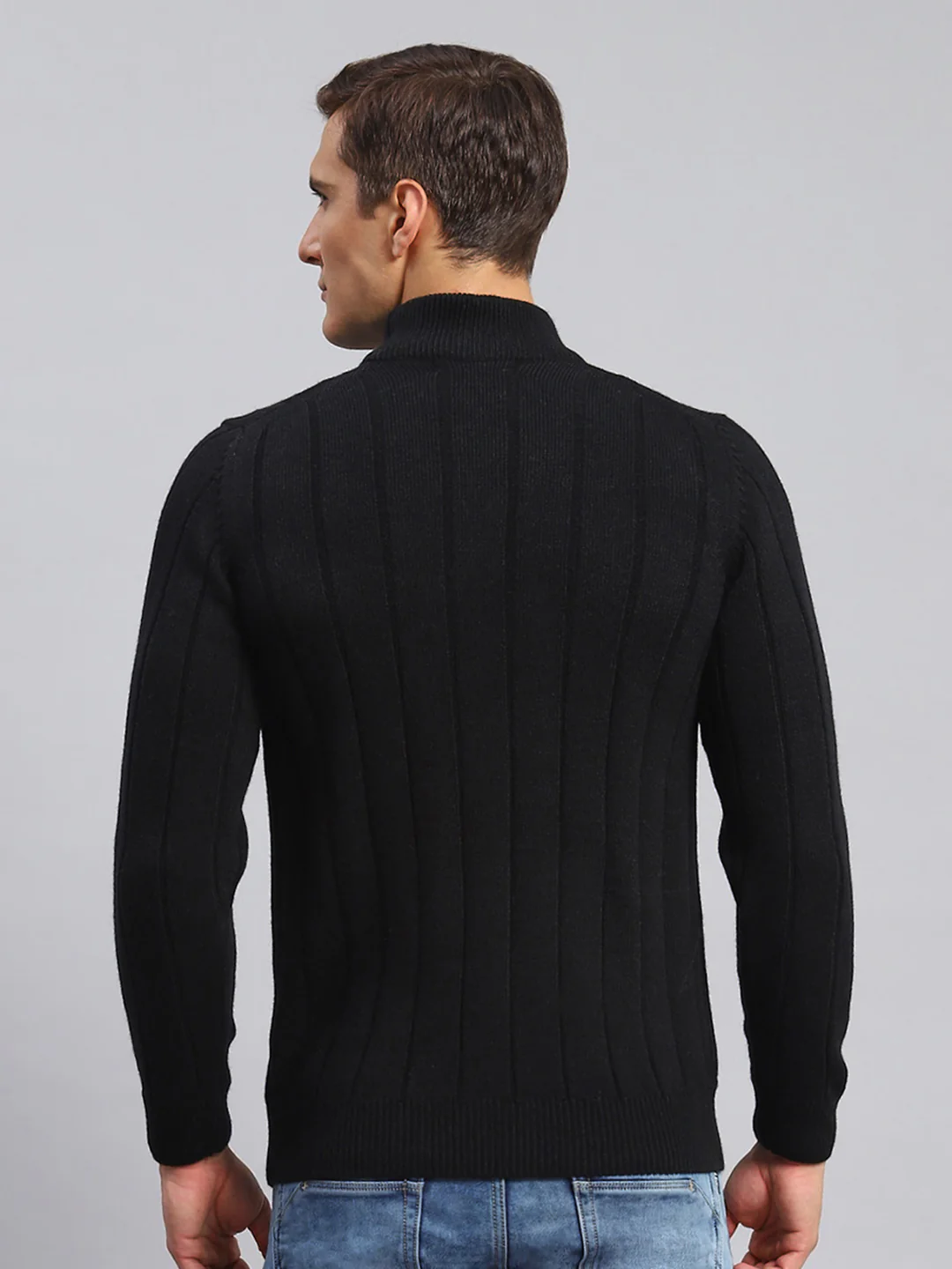 Men Black Self Design Wool blend Pullover - Image 5