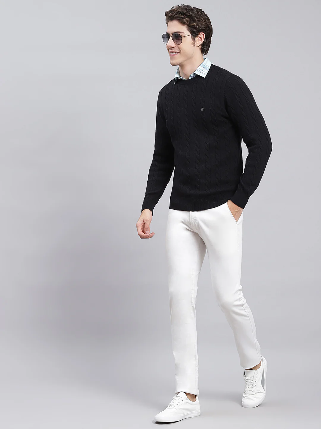Men Black Self Design Wool blend Pullover - Image 5