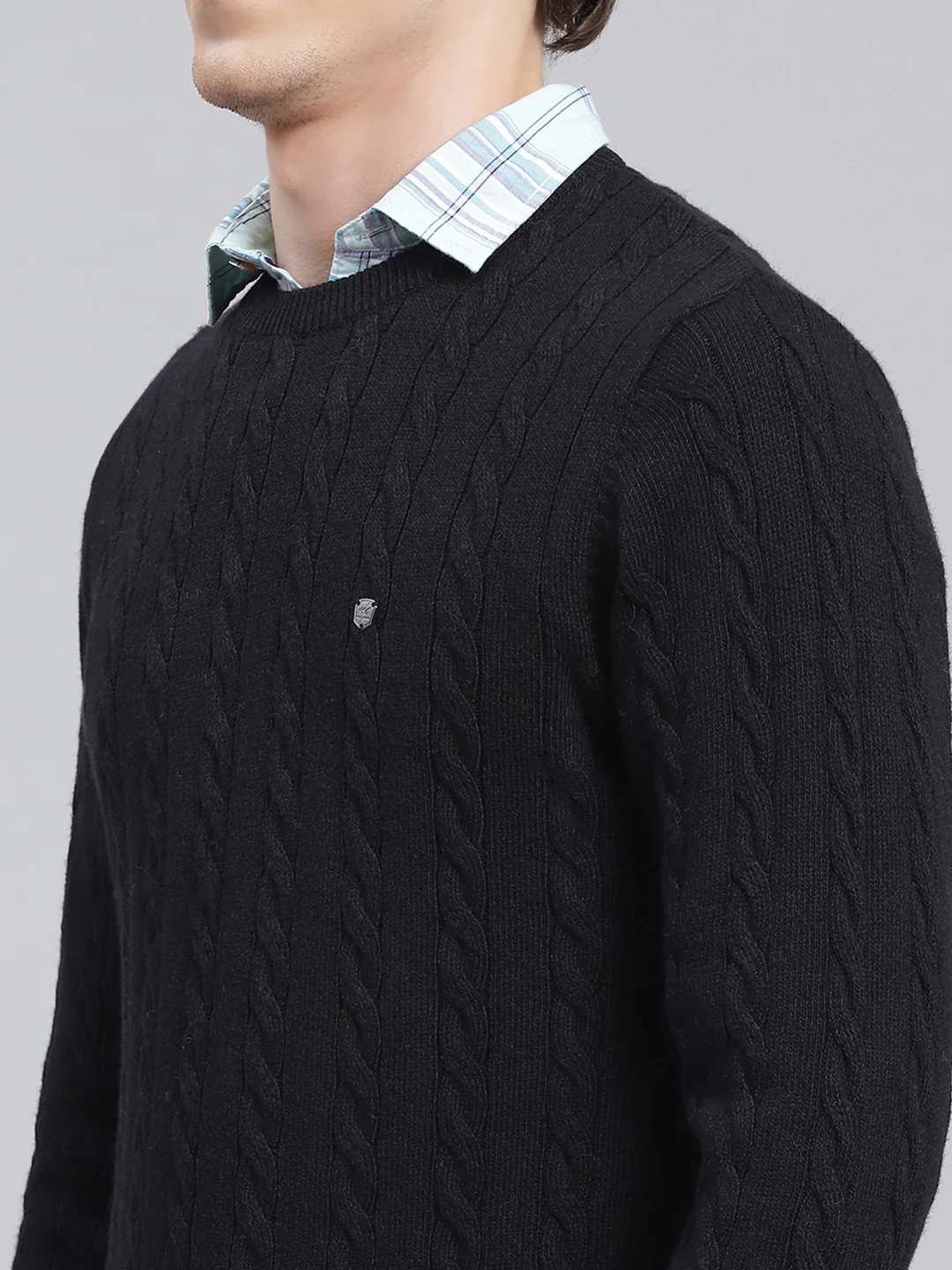 Men Black Self Design Wool blend Pullover - Image 6