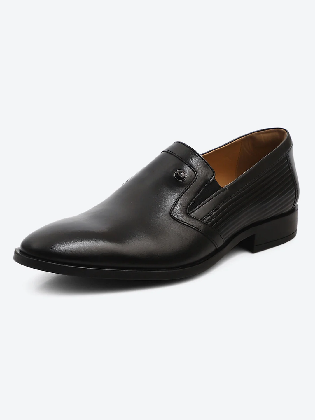 Men Black Slip on Genuine Leather Formal Shoes - Image 3