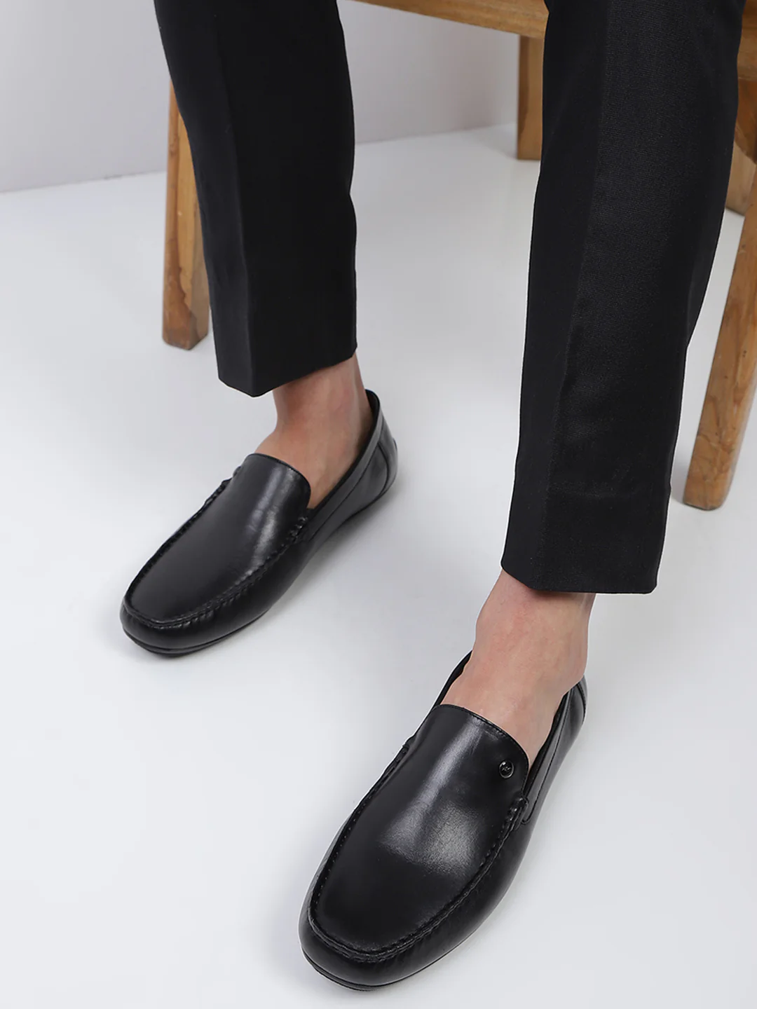 Men Black Slip on Genuine Leather Loafers - Image 10