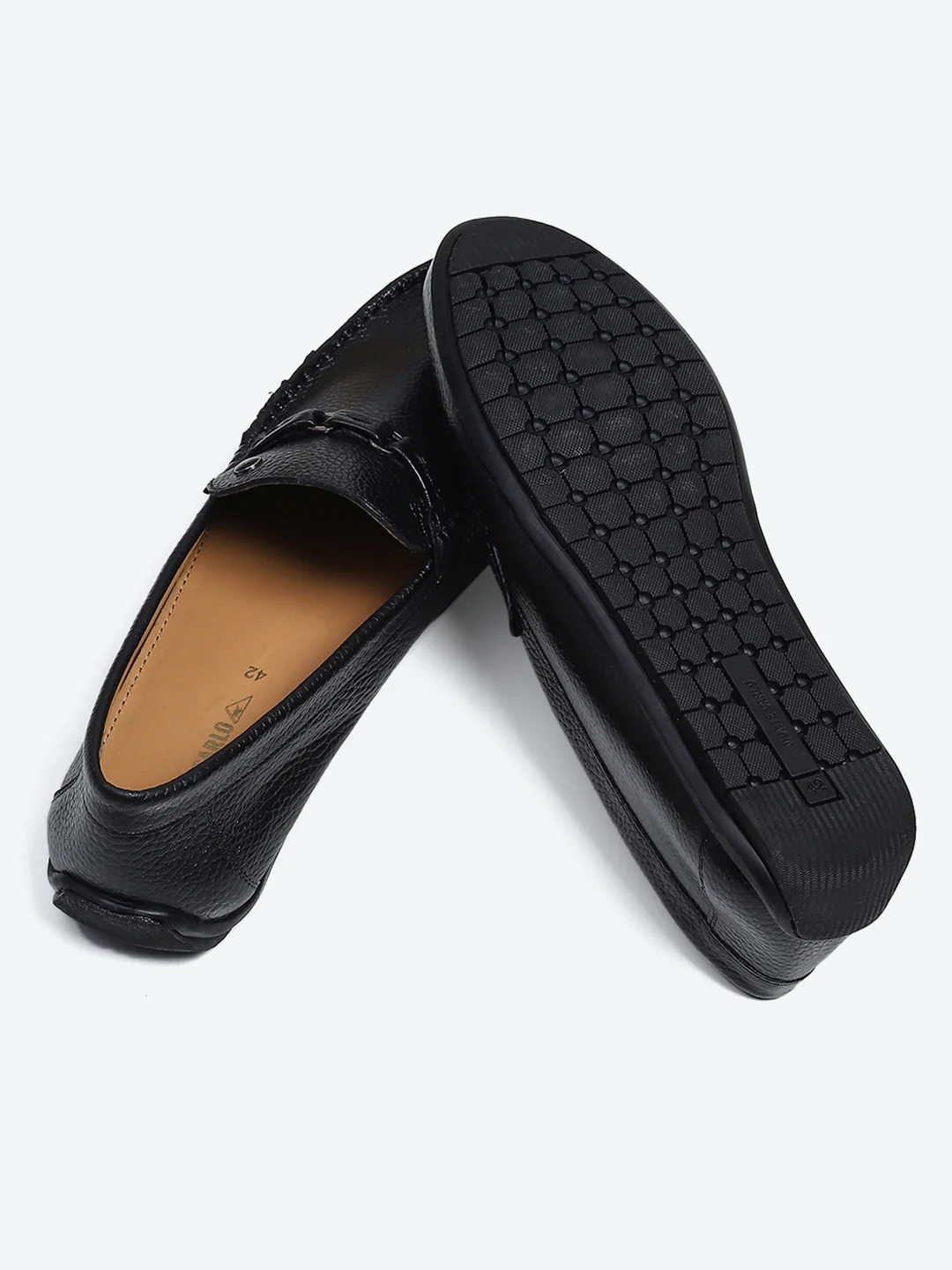 Men Black Slip on Genuine Leather Loafers - Image 7