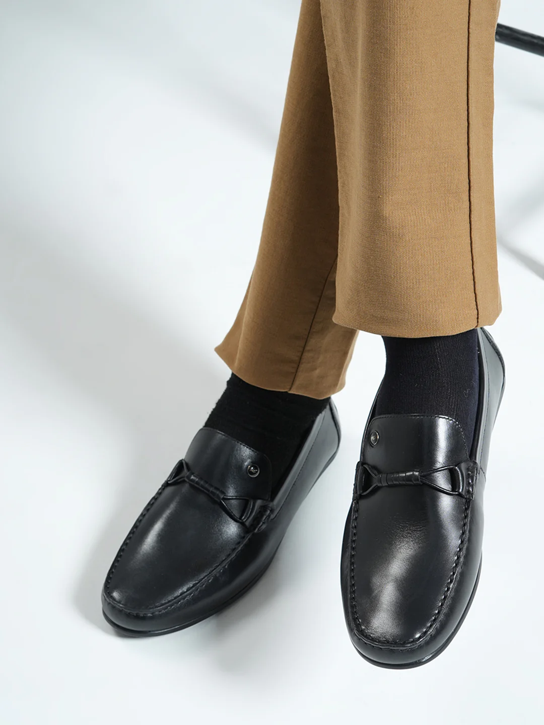 Men Black Slip on Genuine Leather Loafers - Image 10