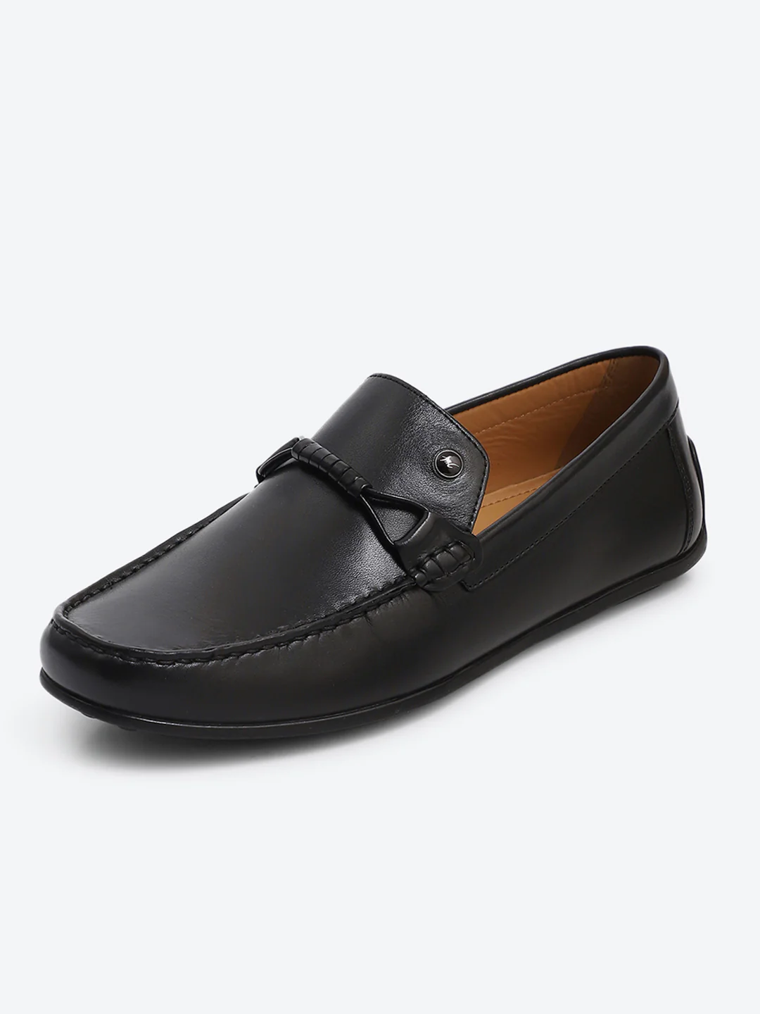 Men Black Slip on Genuine Leather Loafers - Image 3