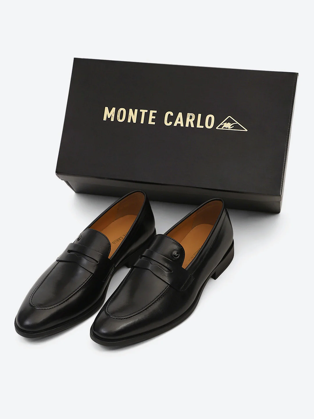Men Black Slip on Genuine Leather Loafers - Image 2