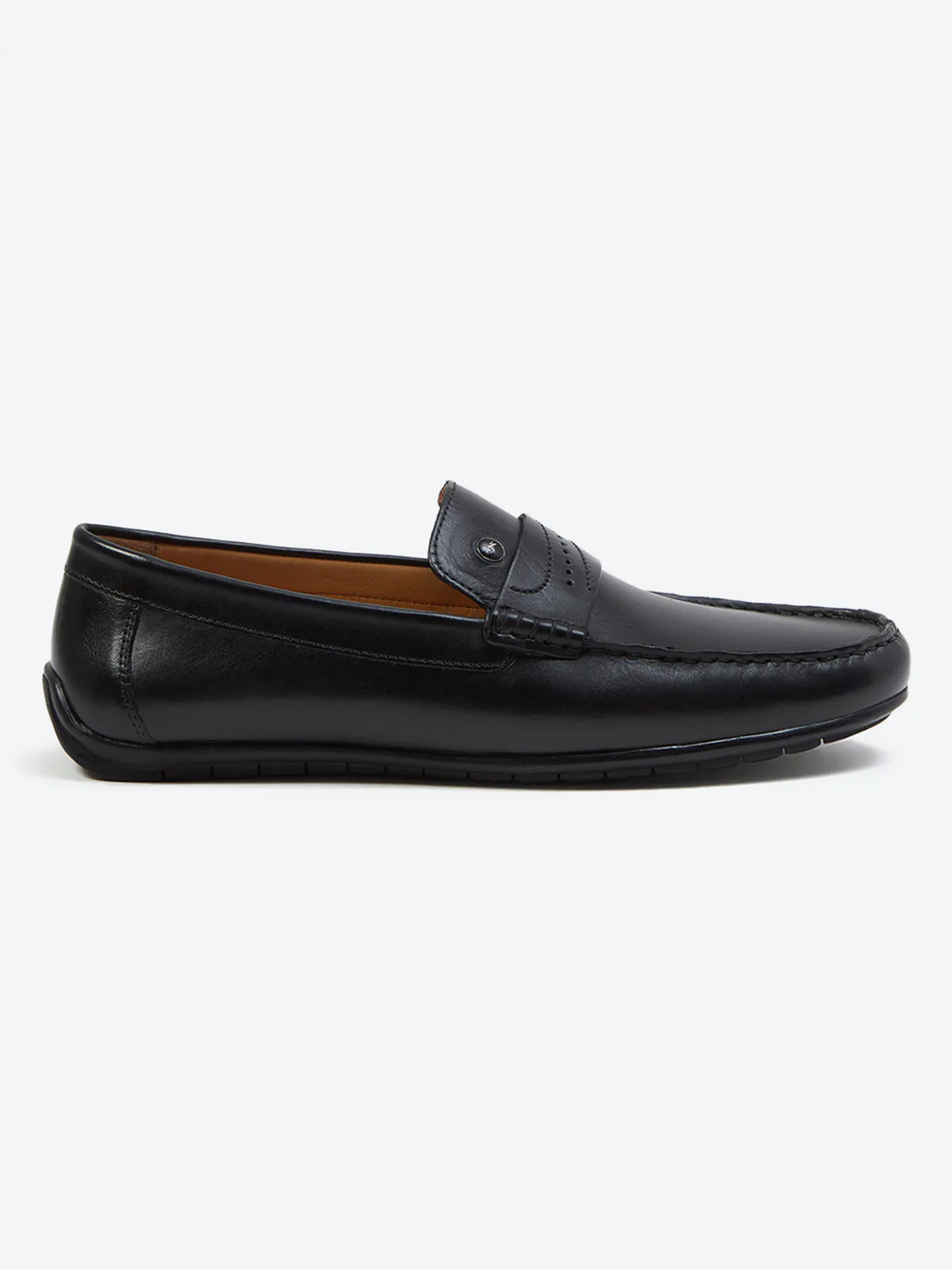 Men Black Slip on Genuine Leather Loafers - Image 5